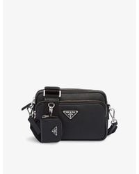 Prada - Brand-Plaque Saffiano Leather Shoulder Bag - Lyst