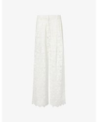Atelier Ninety Five - Lace Scallop Hem Wide-Leg Cotton-Blend Trousers - Lyst