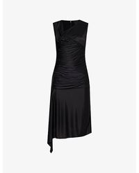 Givenchy - Sleeveless Draped-front Woven Midi Dress - Lyst