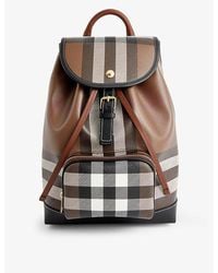 Burberry - Check-print Medium Coated Canvas Backpack - Lyst
