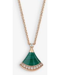 BVLGARI - Divas' Dream 18ct Rose-gold, 0.13ct Brilliant-cut Diamond And Malachite Pendant Necklace - Lyst
