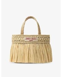 Jimmy Choo Beach Mini Raffia Tote in Green | Lyst