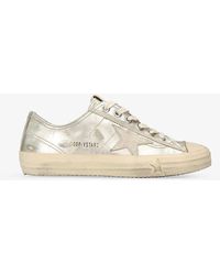 Golden Goose - V-star Suede Star-patch Metallic-leather Low-top Trainers - Lyst