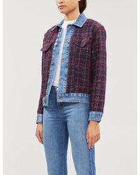 Sandro Chelsy Metallic-tweed And Denim Jacket - Blue