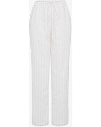 House Of Cb - Frankie Broderie-pattern Straight-leg Mid-rise Cotton Trouser - Lyst