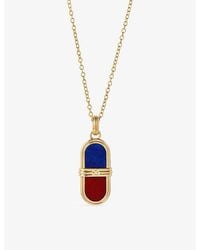 Astley Clarke - X Laura Jackson Pendant 18Ct-Plated 925 Sterling- Lapis Lazuli & Jasper Necklace - Lyst