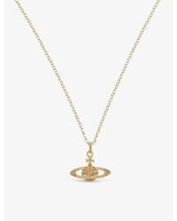 Vivienne Westwood - Bas Relief Orb Mini Yellow Gold-toned Brass And Swarovski Crystal Necklace - Lyst