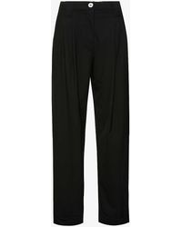 Ganni - Drapey Relaxed-fit Straight-leg Mid-rise Recycled Polyester-blend Trousers - Lyst