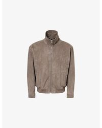 FRAME - Long-Sleeve Suede Bomber Jacket - Lyst