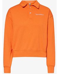 Sporty & Rich - Brand-embroidered Polo-collar Cotton-jersey Sweatshirt X - Lyst