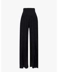Alaïa - Pleated Wide-leg Knitted Trousers - Lyst