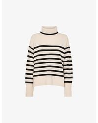 Whistles - Striped Roll-Neck Wool Jumper - Lyst