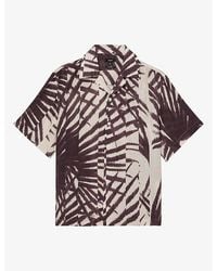 Reiss - Shindora Plissé Printed Cuban-Collar Woven Shirt - Lyst