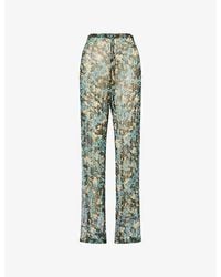 Dries Van Noten - Pachas Floral-Print Pleated Woven Trousers - Lyst