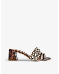 Gina - Utah Embellished Leather Heeled Sandals - Lyst