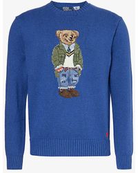 Polo Ralph Lauren - Preppy Polo Bear-intarsia Cotton Knitted Jumper - Lyst