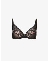 Chantelle - Orangerie Floral-embroidered Stretch-lace Plunge Bra - Lyst