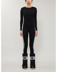 Perfect Moment Striped Slim-fit Stretch-cotton Jumpsuit - Black