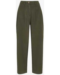 Whistles - Bethany Pleated Barrel-leg Mid-rise Cotton Trousers - Lyst