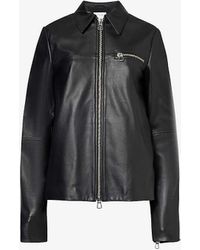 Sportmax - Spread-collar Zip-pocket Leather Jacket - Lyst