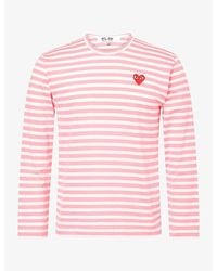 COMME DES GARÇONS PLAY - Striped Heart Motif-Logo Long-Sleeve T-Shirt - Lyst