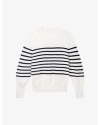 The White Company - Breton-stripe Ribbed Wool And Cashmere-blend Jumper X - Lyst