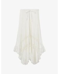 Claudie Pierlot - Asymmetric Floral-Pleat Woven Midi Skirt - Lyst