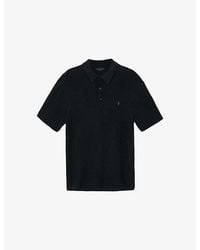 AllSaints - Aspen Ramskull-Embroidered Cotton And Wool Polo Shirt - Lyst