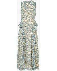 Whistles - Nellie Floral-print Woven Midi Dress - Lyst