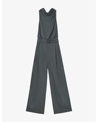 Reiss - Erica Cowl-Neck Satin Occasion Jumpsuit - Lyst