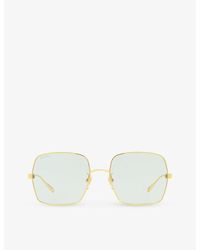 Gucci - Gc002133 gg1434s Square-frame Metal Sunglasses - Lyst