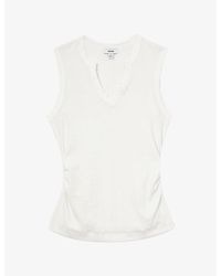 Reiss - Thena Notch-Neck Stretch-Cotton Vest Top - Lyst