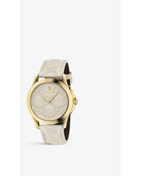 Gucci - Ya1264333 G-timeless Pvd Yellow-gold And Leather Watch - Lyst