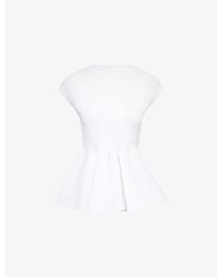 Alaïa - Peplum Cap-Sleeves Knitted Top - Lyst
