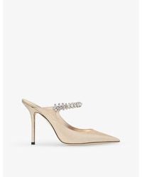 Jimmy Choo - Bing 100 Crystal-Embellished Patent-Leather Heeled Mules - Lyst