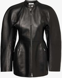 Jil Sander - Cinched-waist Zipped-pocket Leather Jacket - Lyst