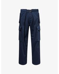 Loewe - Brand-Patch Relaxed-Fit Cotton Trousers - Lyst