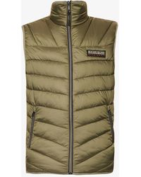 Napapijri Synthetic Muniz Baffle Quilted Gilet in Olive Mens Clothing Jackets Waistcoats and gilets Green Save 30% for Men 