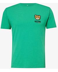 Moschino - Bear-print Short-sleeved Stretch-cotton T-shirt - Lyst