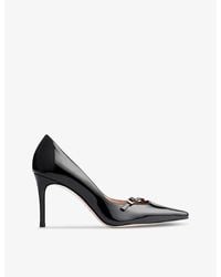 LK Bennett - Bla- Larna Strap-Embellished Heeled Patent-Leather Courts - Lyst