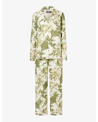 Desmond & Dempsey - Floral-print Button-front Cotton Pyjama Set - Lyst