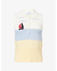 Thom Browne - Nantucket Scenic-Embroidered Cotton Vest Top - Lyst