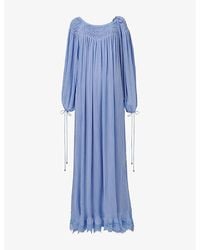 eem - Smock-Neck Lace-Embroidered Woven Kaftan - Lyst