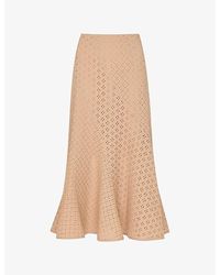 Whistles - Broderie Fluted-Hem Regular-Fit Cotton Midi Skirt - Lyst