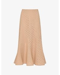 Whistles - Broderie Fluted-Hem Regular-Fit Cotton Midi Skirt - Lyst