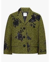 Erdem - Embroidered Cropped Wool Jacket - Lyst