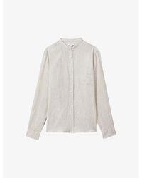 Reiss - Ocean Grandad-collar Striped Linen Shirt - Lyst