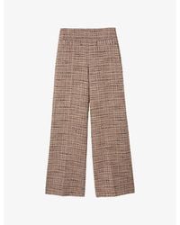 Sandro - Tweed Wide-Leg Cotton-Blend Trousers - Lyst