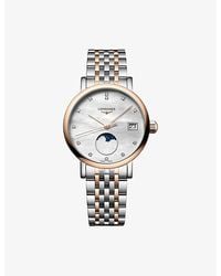 Longines - L4.330.5.87.7 Elegant Collection Moonphase 18Ct Rose- Stainless-Steel And 0.040Ct Diamond Quartz Watch - Lyst