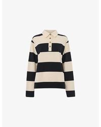 Whistles - Striped Long-Sleeve Cotton Polo - Lyst